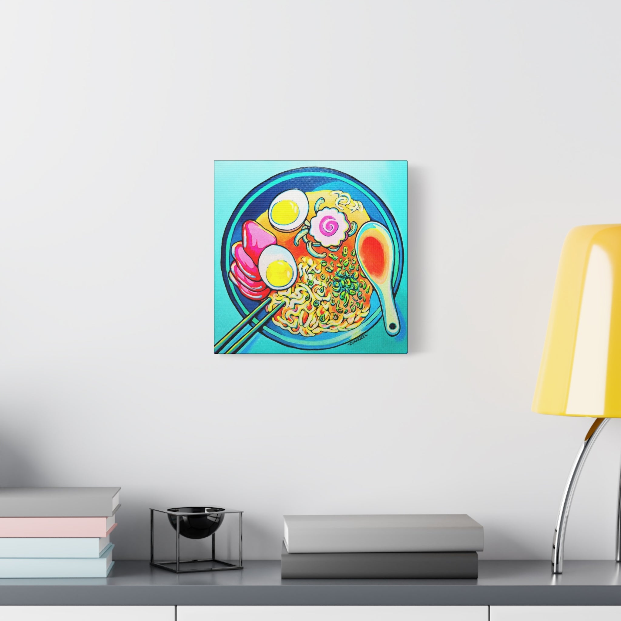 Neon Ramen Canvas Print, Original Artist Design, Home Decor Wall Art
