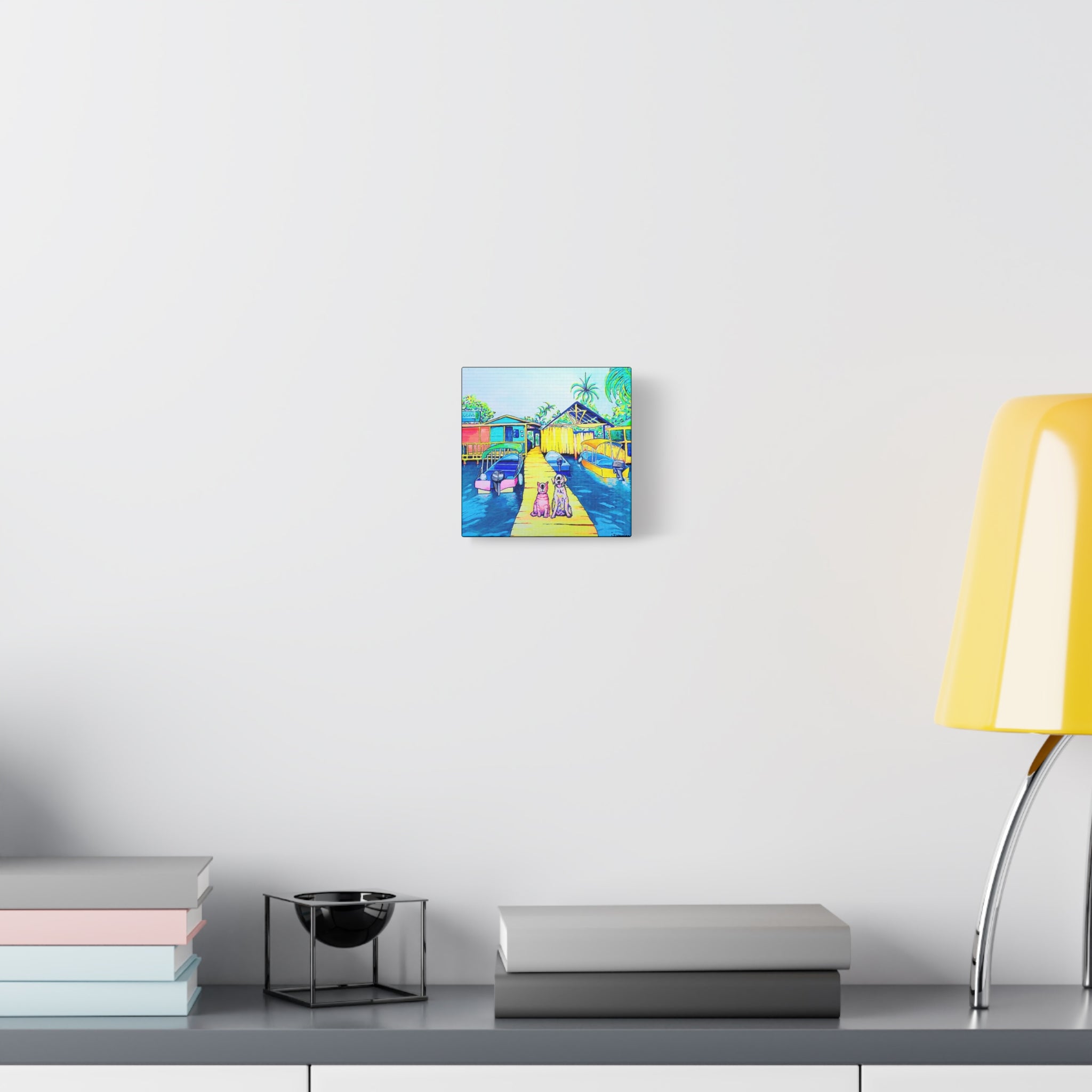Cyclops Cat and Dog in Bocas Original Canvas Art Print, Gift, Unique Wall Decor