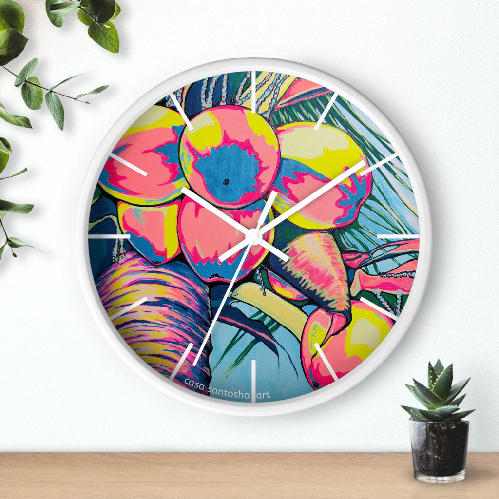 Neon Coconuts Pop Art Wall Clock
