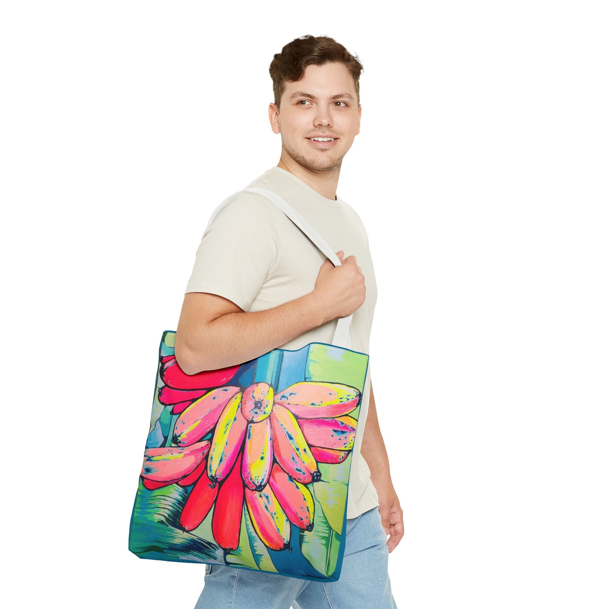 Premium Neon Primitivo Bananas Tote Bag, Original Artist Design, Reusable Shopping Tote, Eco-Friendly