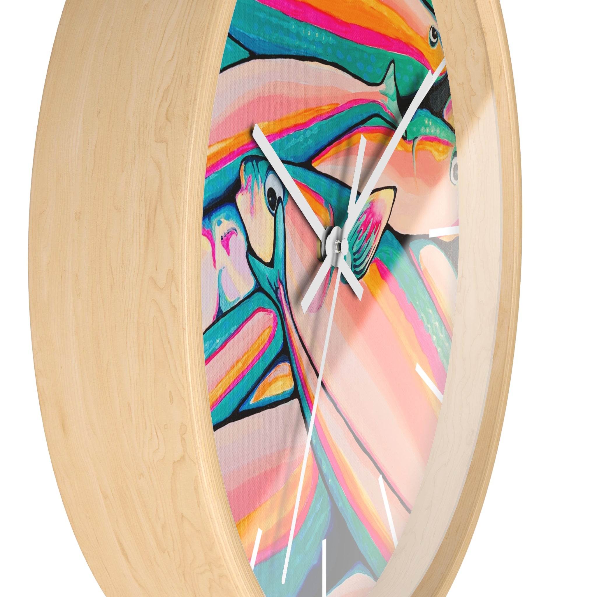 Neon Fish Pop Art Wall Clock