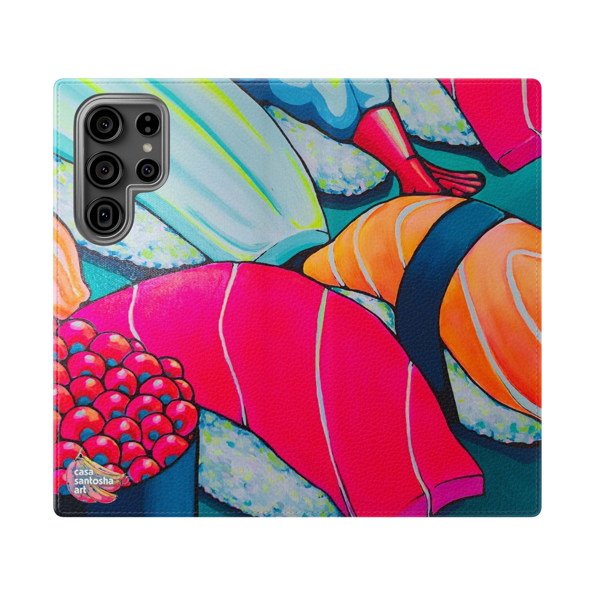 Neon Sushi Flip Phone Case – Wallet Cover with Card Slots