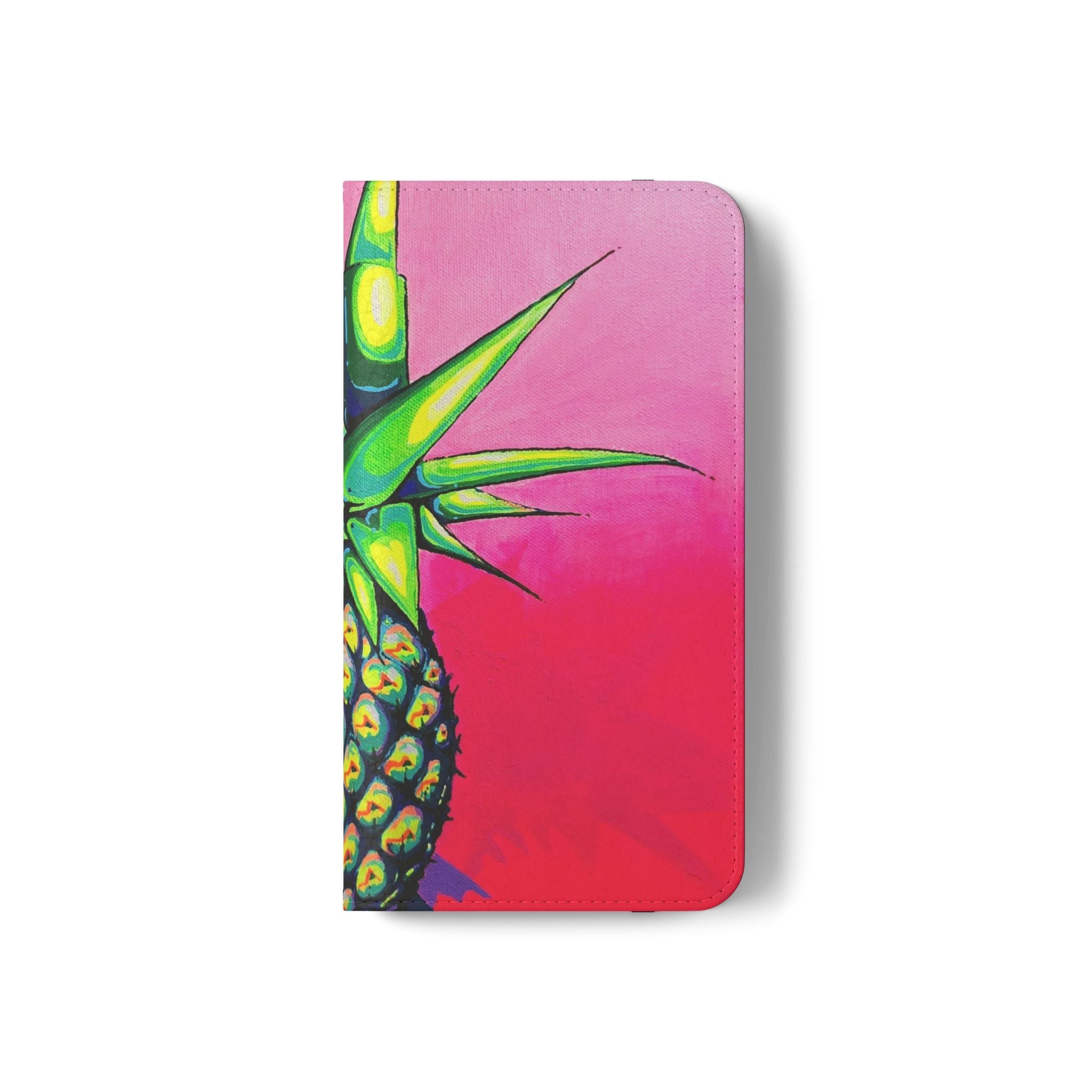 Neon Pineapple Flip Phone Case – Wallet Cover with Card Slots