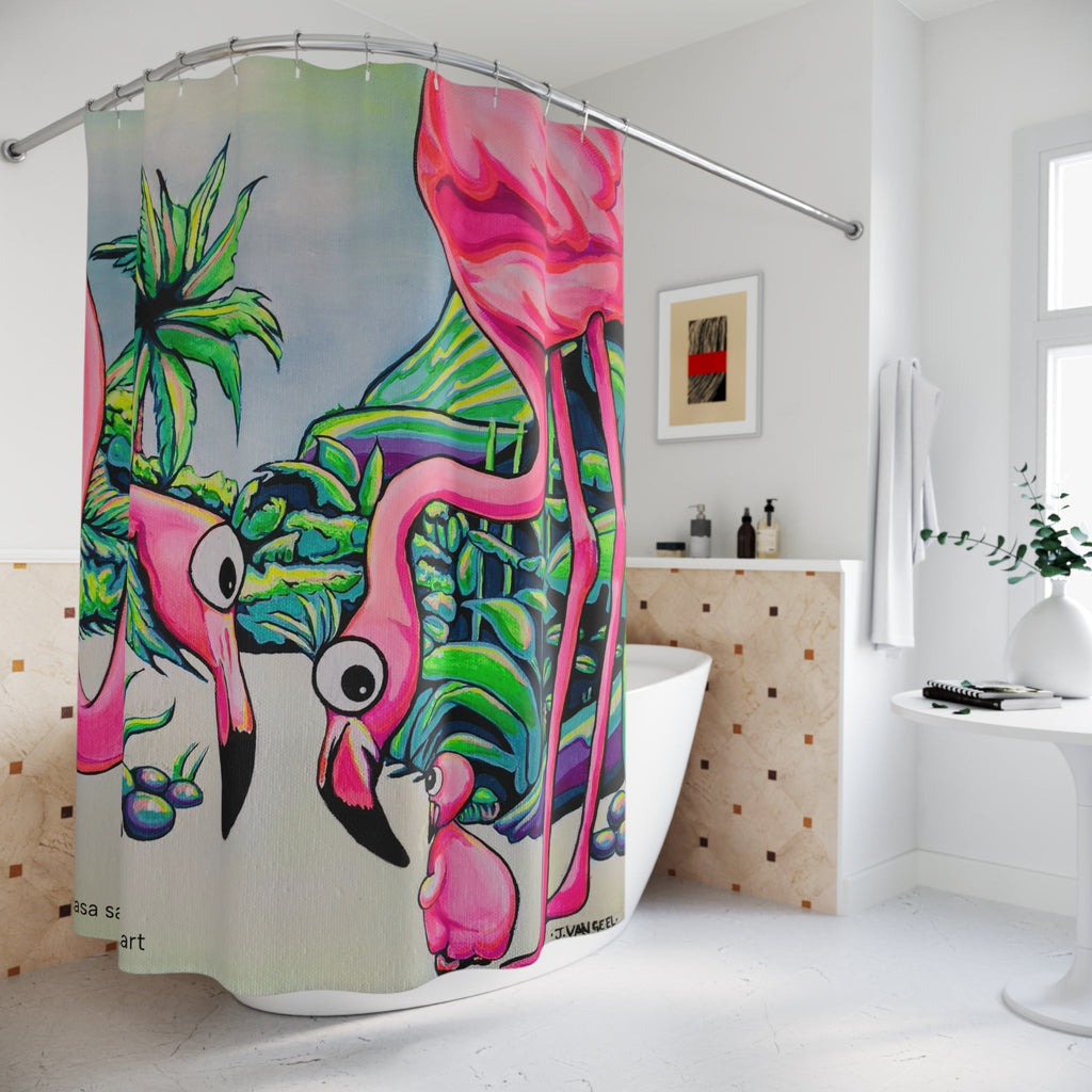 Cyclops Flamingo Family Pop Art Shower Curtain