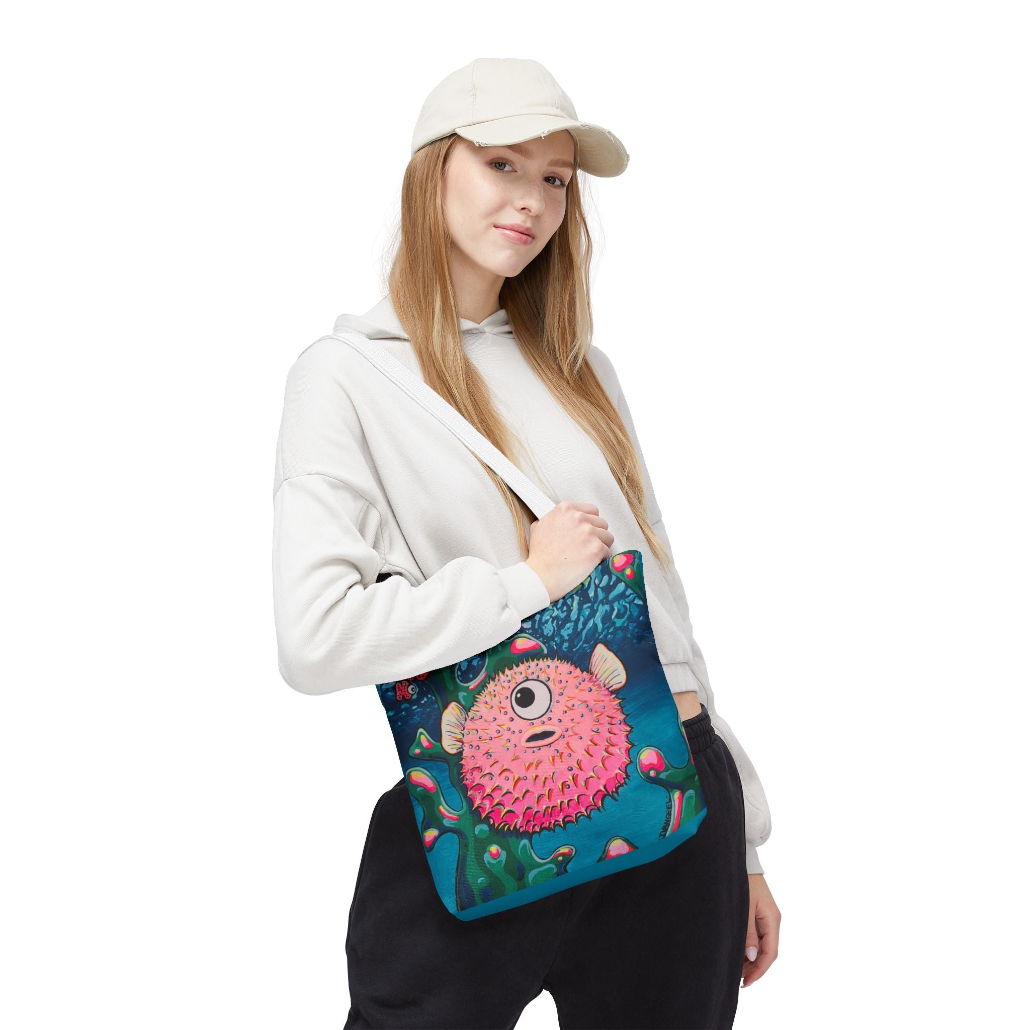 Premium Cyclops Pufferfish Tote Bag, Original Artist Design, Reusable Shopping Tote, Eco-Friendly