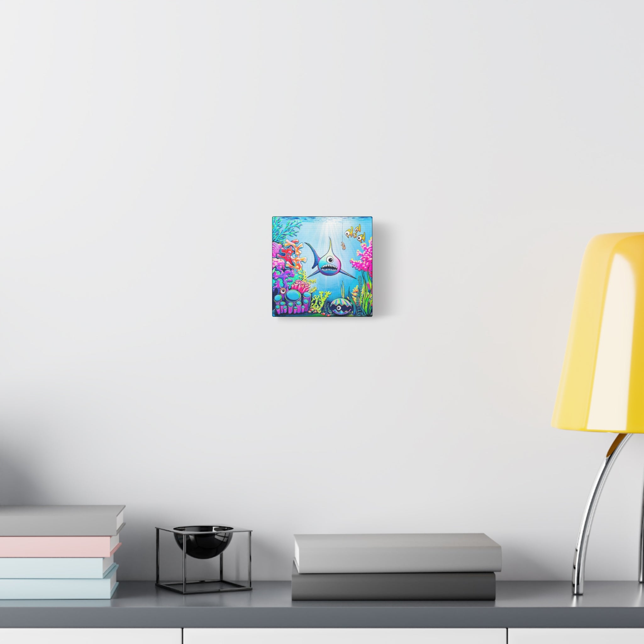 Cyclops Shark Original Canvas Art Print, Unique Home Decor, Wall Art