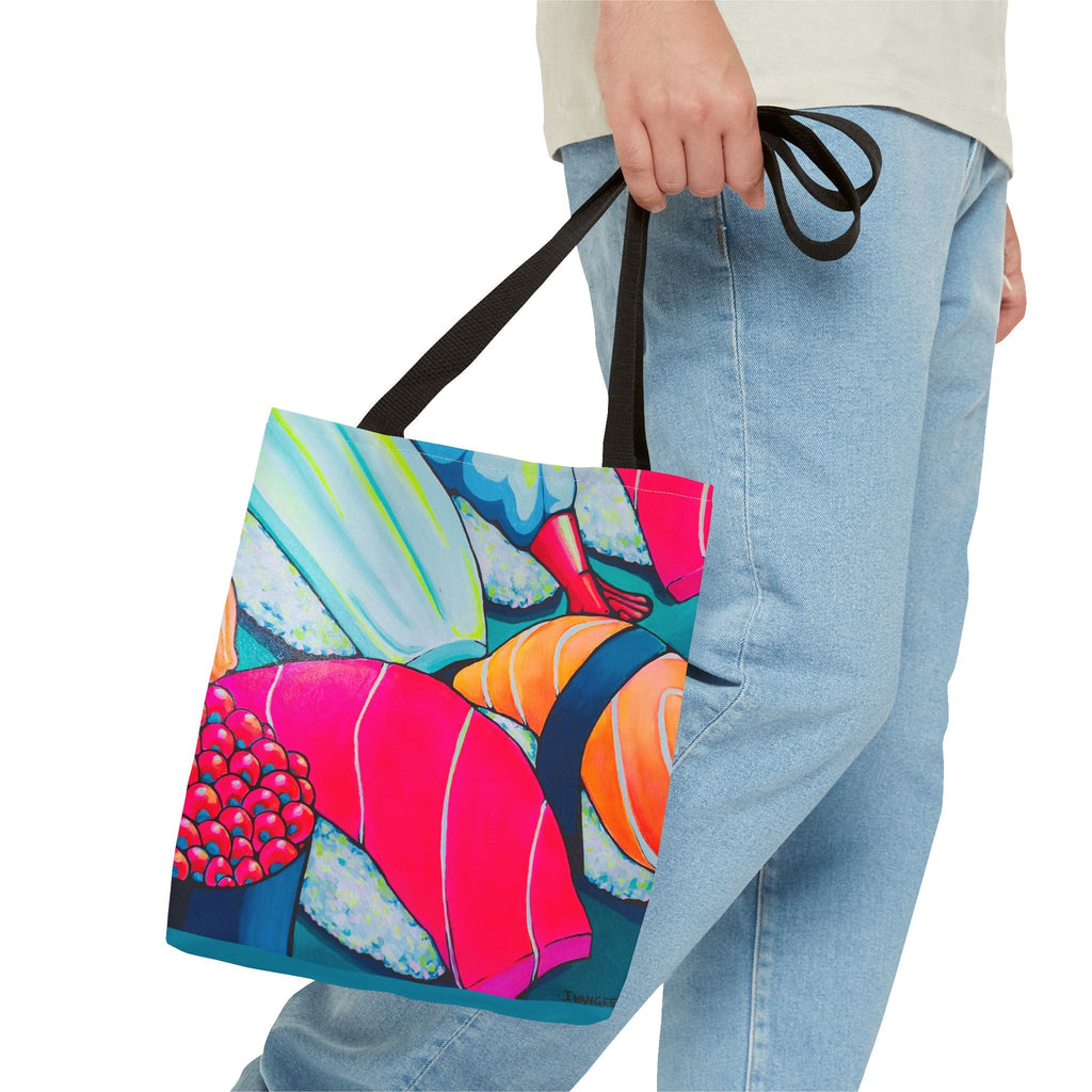 Premium Neon Sushi Tote Bag, Original Artist Design, Reusable Shopping Tote, Eco-Friendly