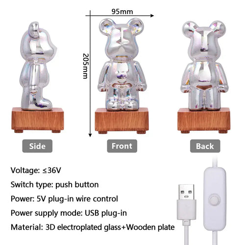 3d firework bear night light – bedroom color changing led lamp