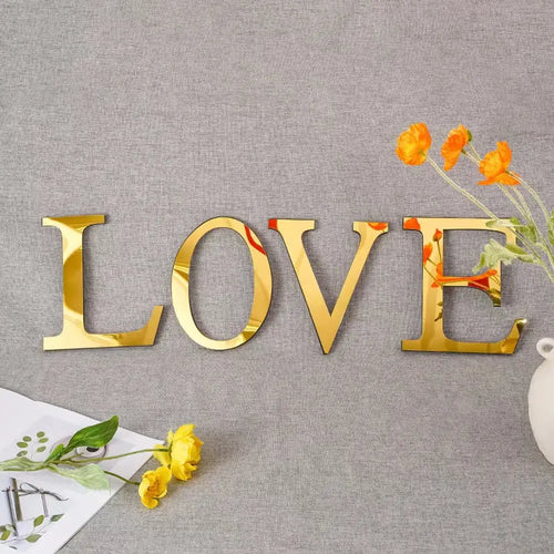 3d gold & silver mirror letters wall stickers – living room decor