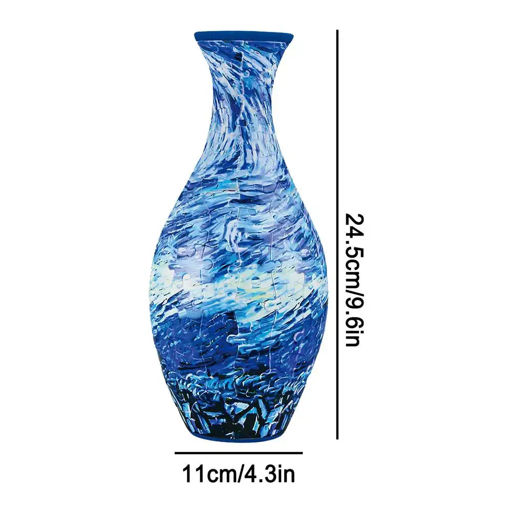 Artistic patterned puzzle vase building set for living room decor