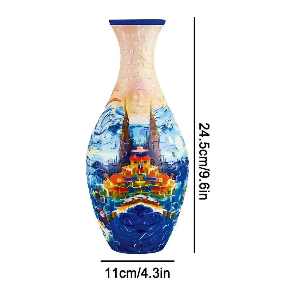 Artistic patterned puzzle vase building set for living room decor