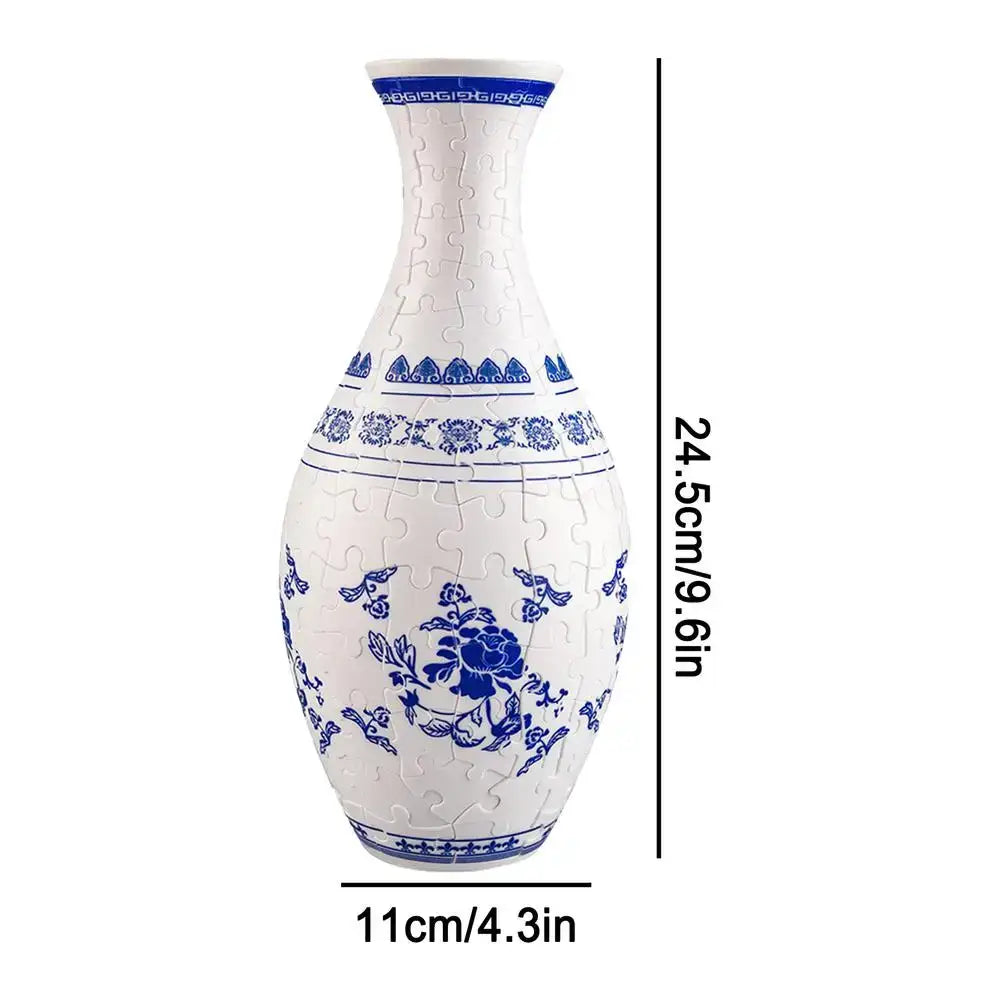 Artistic patterned puzzle vase building set for living room decor
