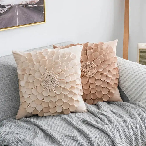 3d velvet flower pillow covers yellow & beige living room decor