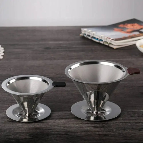 4 pack stainless steel double layer coffee filter funnel kitchen set