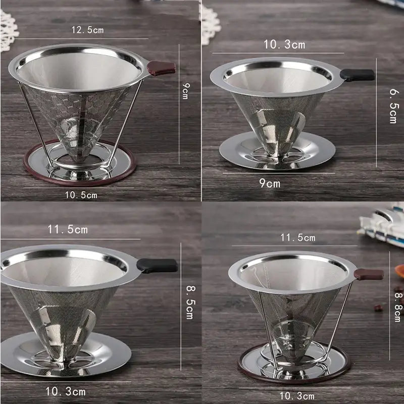 4 pack stainless steel double layer coffee filter funnel kitchen set