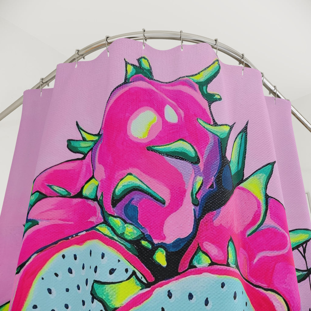 Neon Pink Dragon Fruit Pop Art Shower Curtain