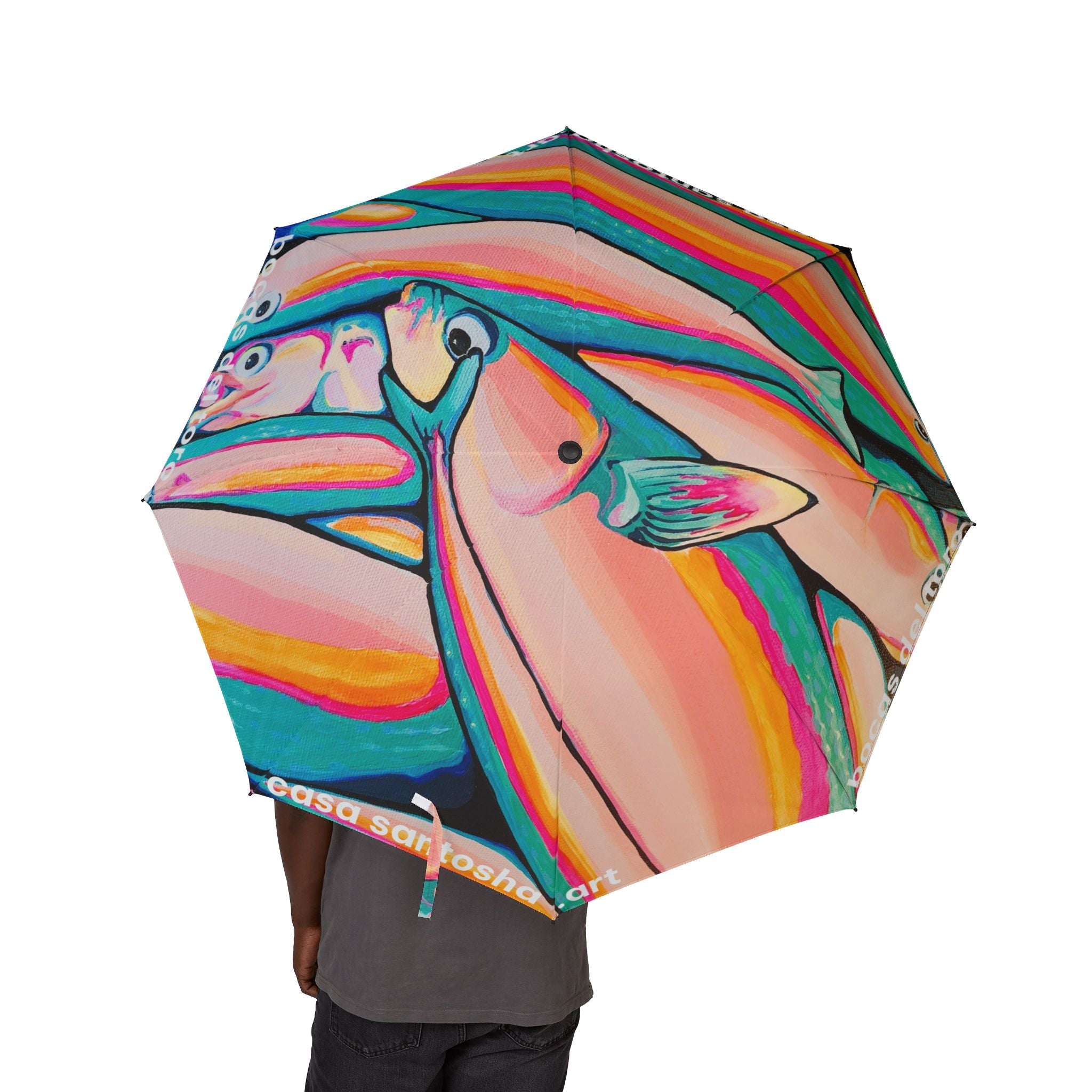 Neon Fish Umbrella - Foldable & Stylish Rain Gear