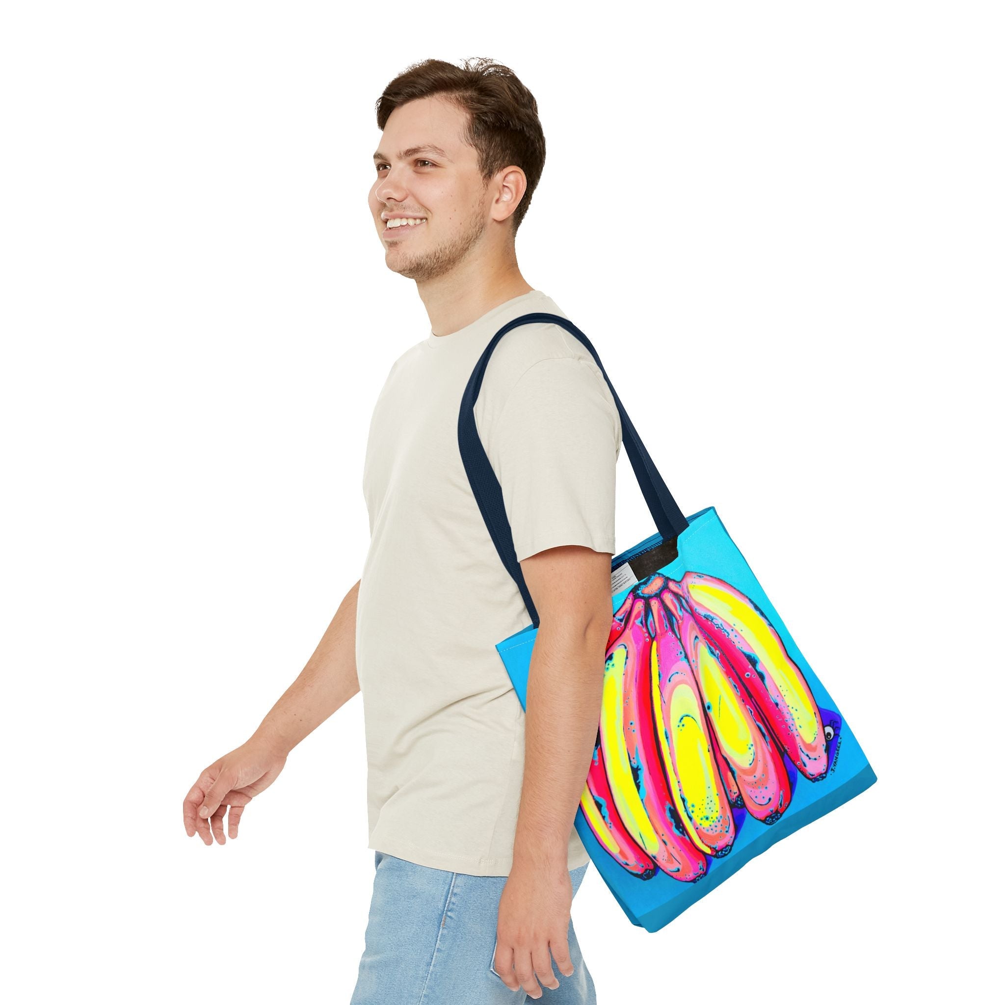 Premium Neon Fat Bananas Tote Bag, Original Artist Design, Reusable Shopping Tote, Eco-Friendly