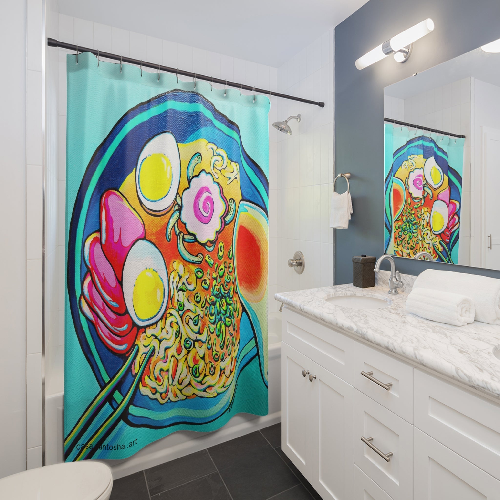 Neon Ramen Pop Art Shower Curtain