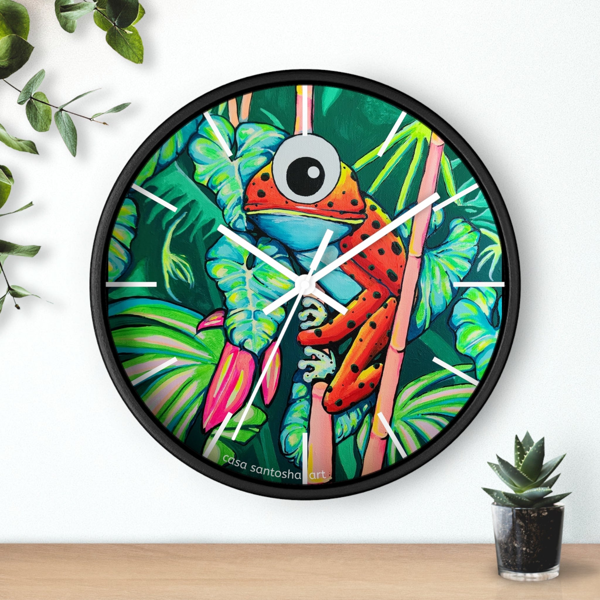 Cyclops Red Frog Pop Art Wall Clock