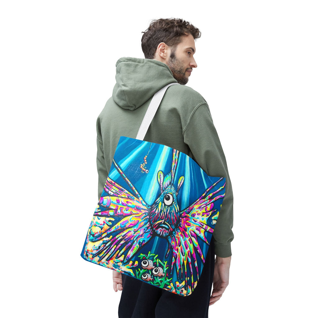 Premium Cyclops Lionfish Tote Bag, Original Artist Design, Reusable Shopping Tote,  Eco-Friendly