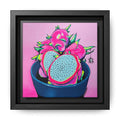 Framed Neon Pink Dragon Fruit Canvas Print