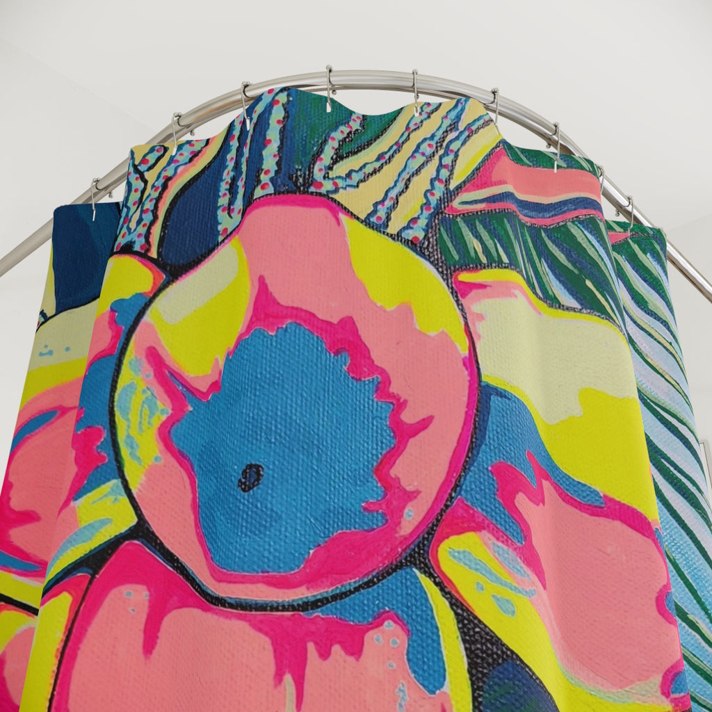 Neon Coconuts Pop Art Shower Curtain