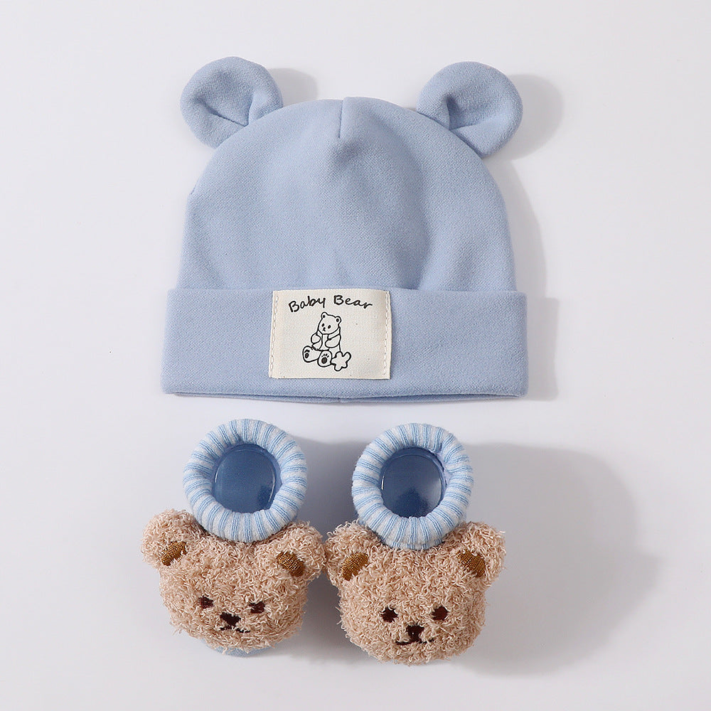 Baby Rabbit Ear Cap and Knitted Socks Set