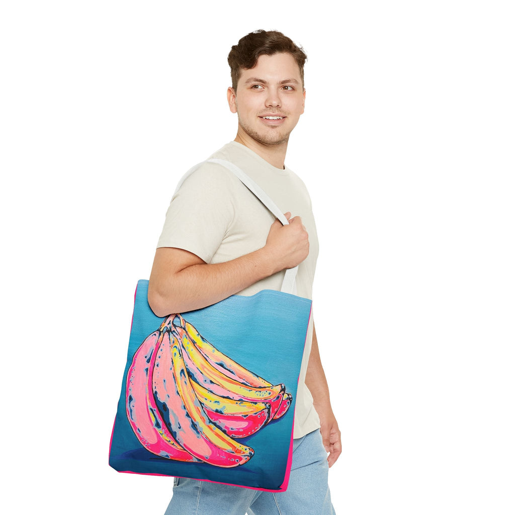 Premium Neon Bananas Tote Bag, Original Artist Design, Reusable Shopping Tote, Eco-Friendly