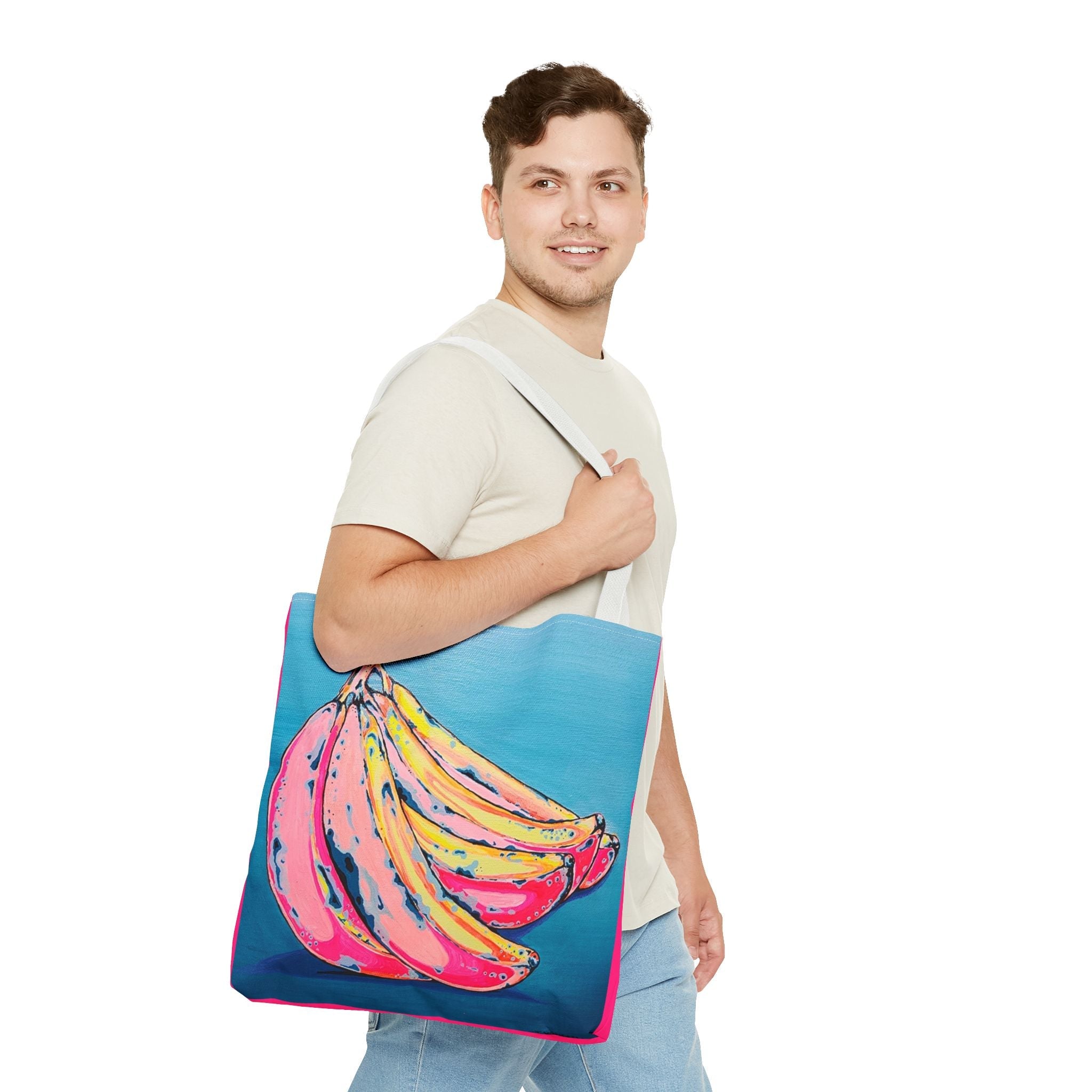 Premium Neon Bananas Tote Bag, Original Artist Design, Reusable Shopping Tote, Eco-Friendly