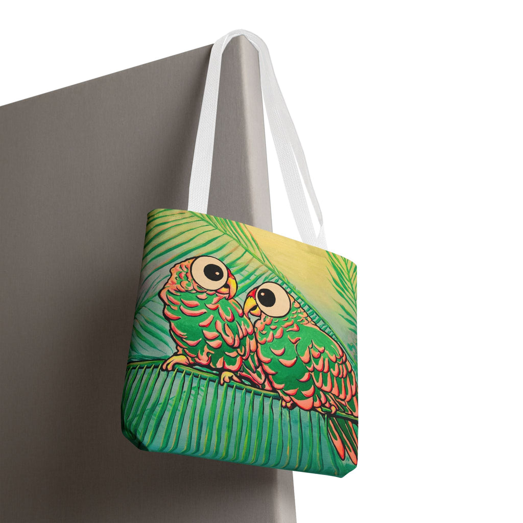 Premium Chatty Cyclops Parrots Tote Bag, Original Artist Design, Reusable Shopping Tote,  Eco-Friendly