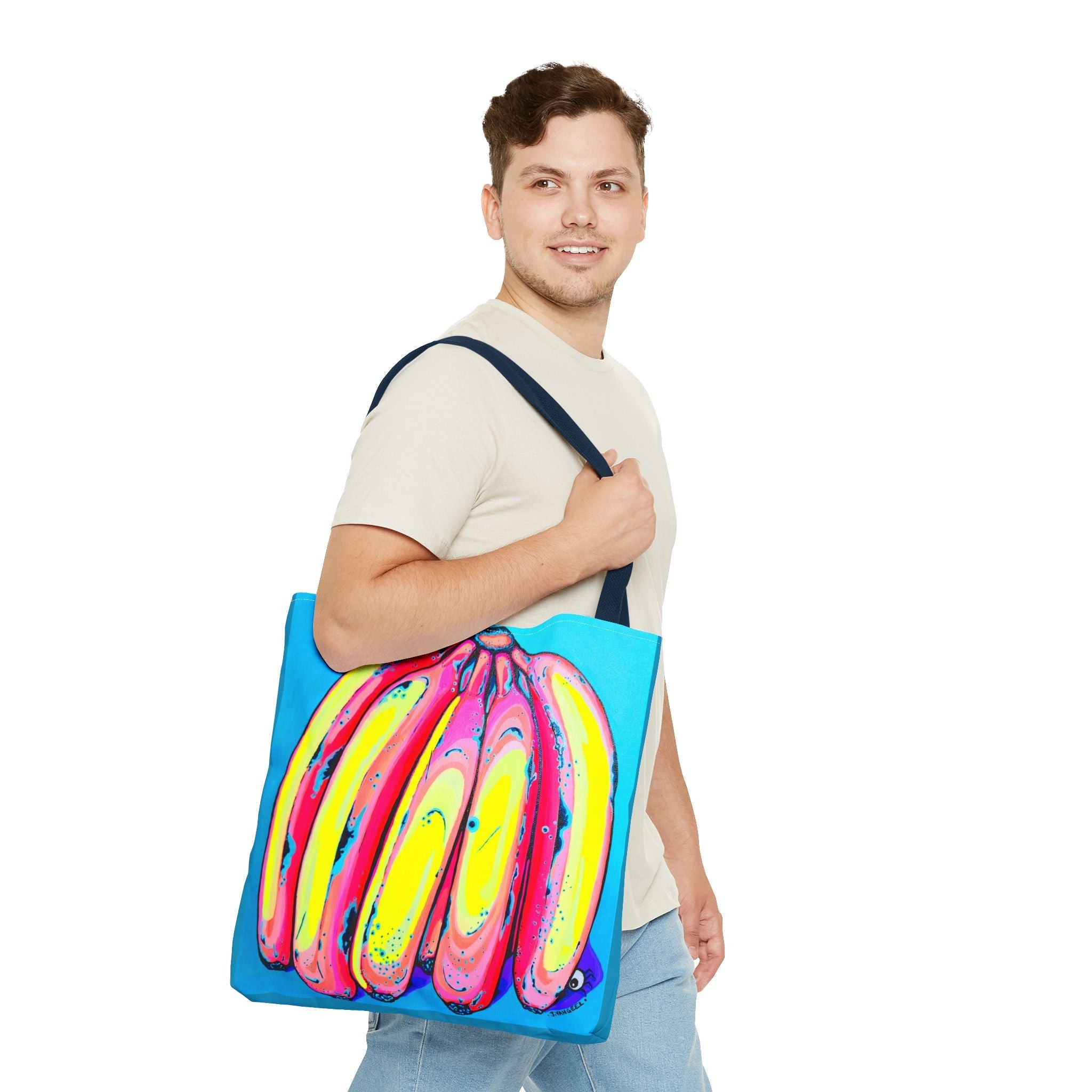 Premium Neon Fat Bananas Tote Bag, Original Artist Design, Reusable Shopping Tote, Eco-Friendly