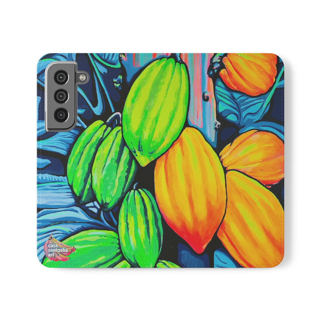 Neon Cacao Flip Phone Case – Wallet Cover with Card Slots