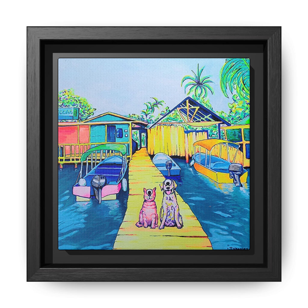 Framed Cyclops Cat and Dog in Bocas Canvas Print