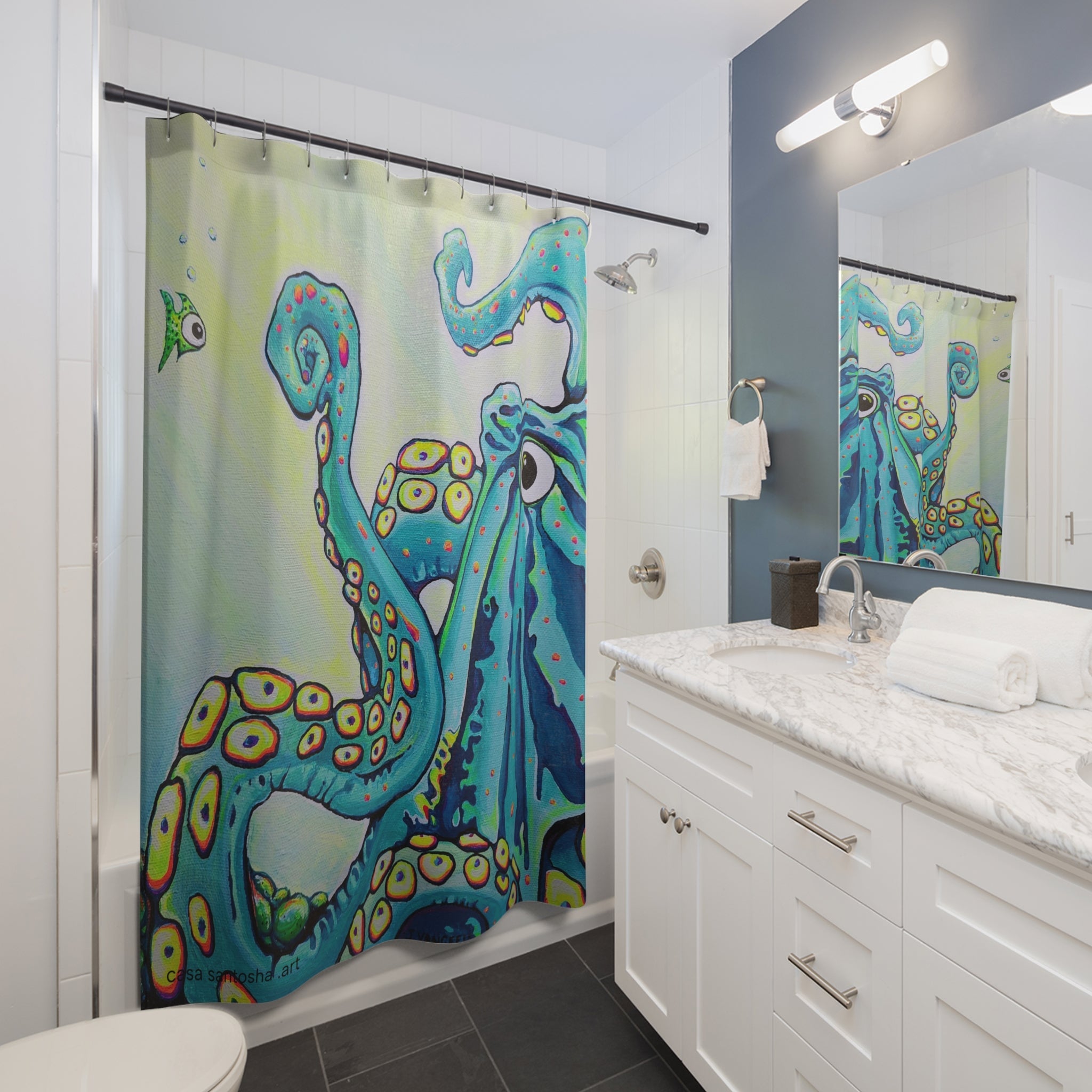 Cyclops Octopus Pop Art Shower Curtain