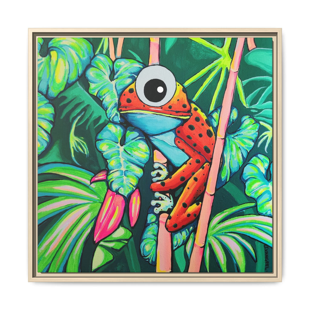 Framed Cyclops Red Frog Canvas Print