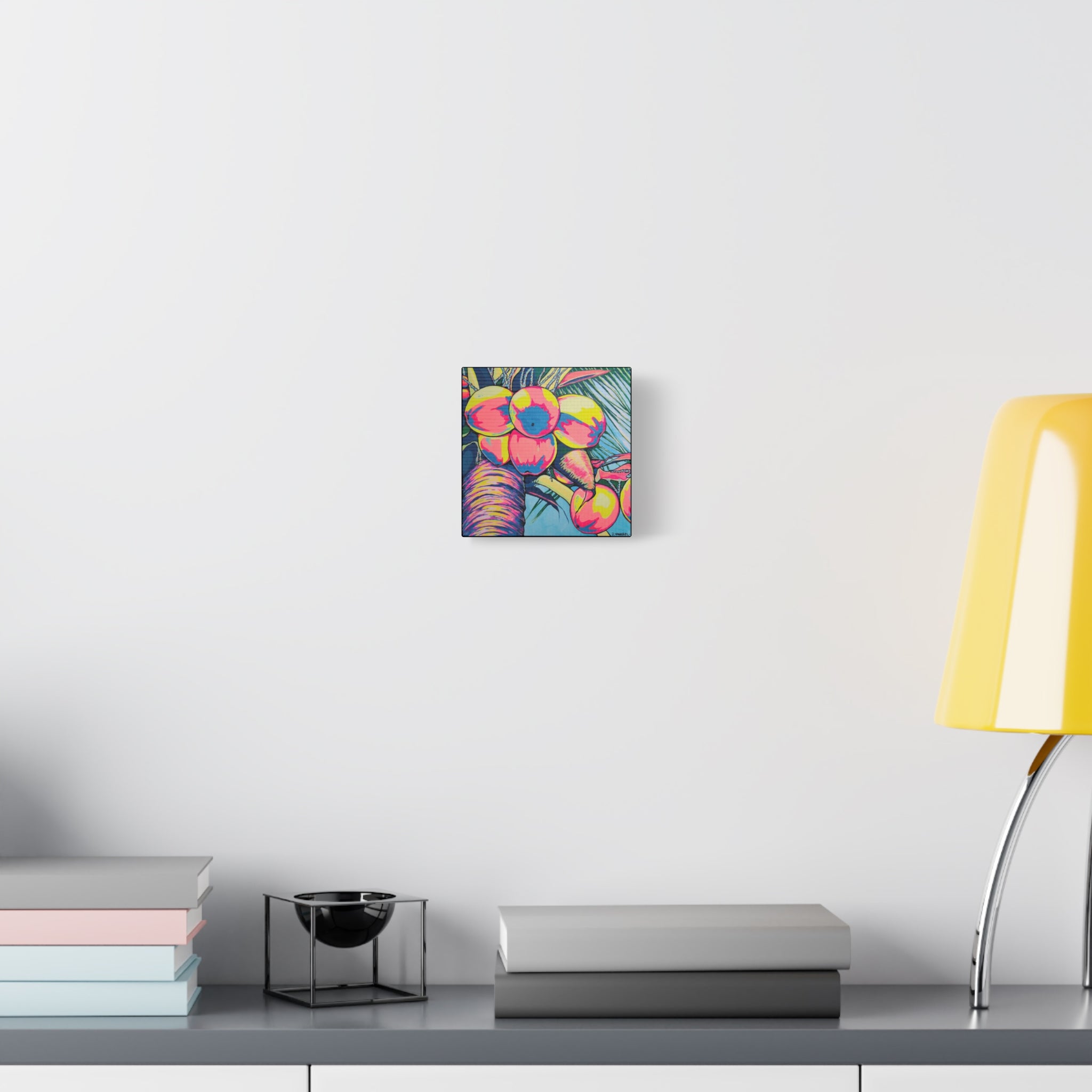 Neon Coconuts Canvas Print, Original Artist Design, Home Decor Wall Art