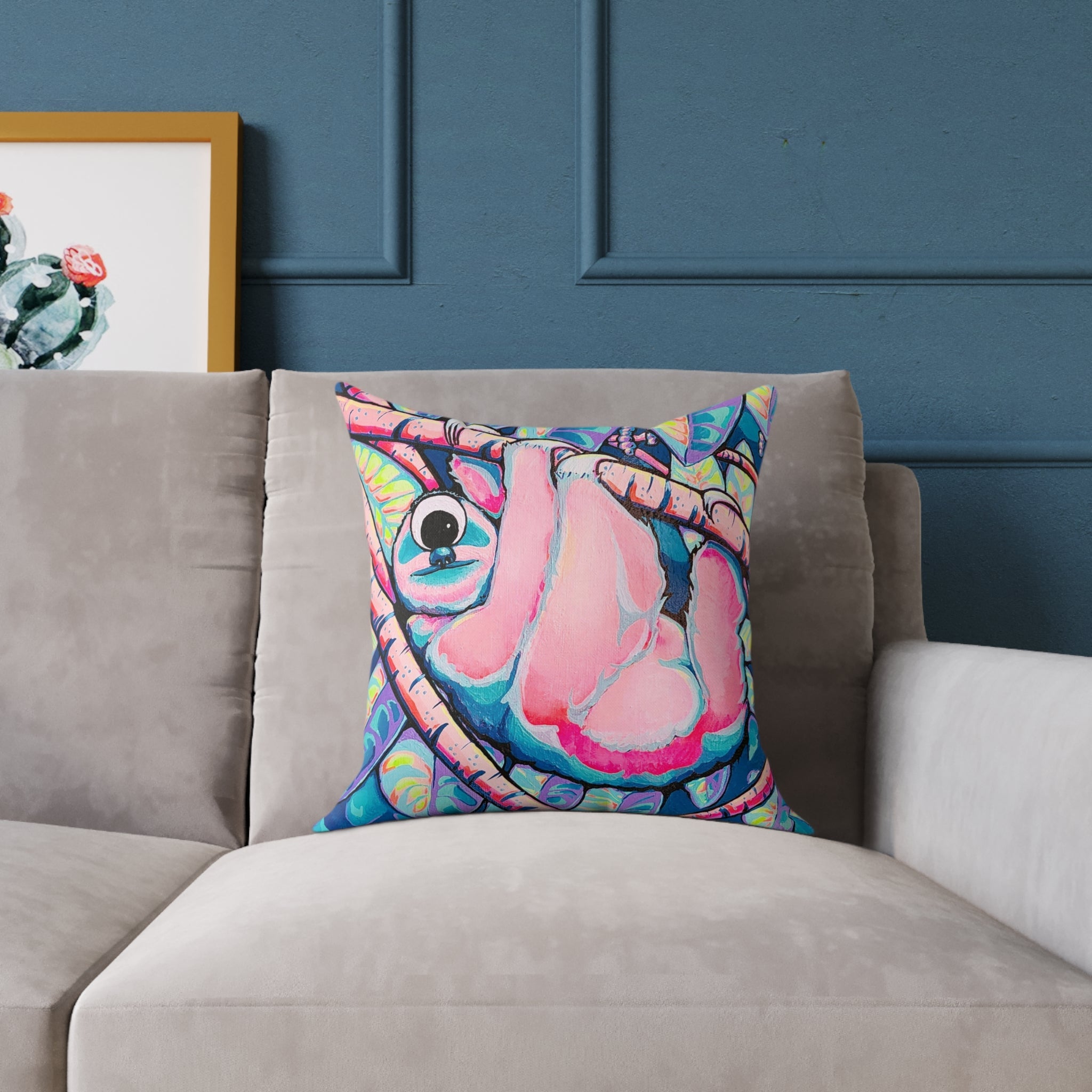 Cyclops Sloth Art Canvas Decorative Pillow