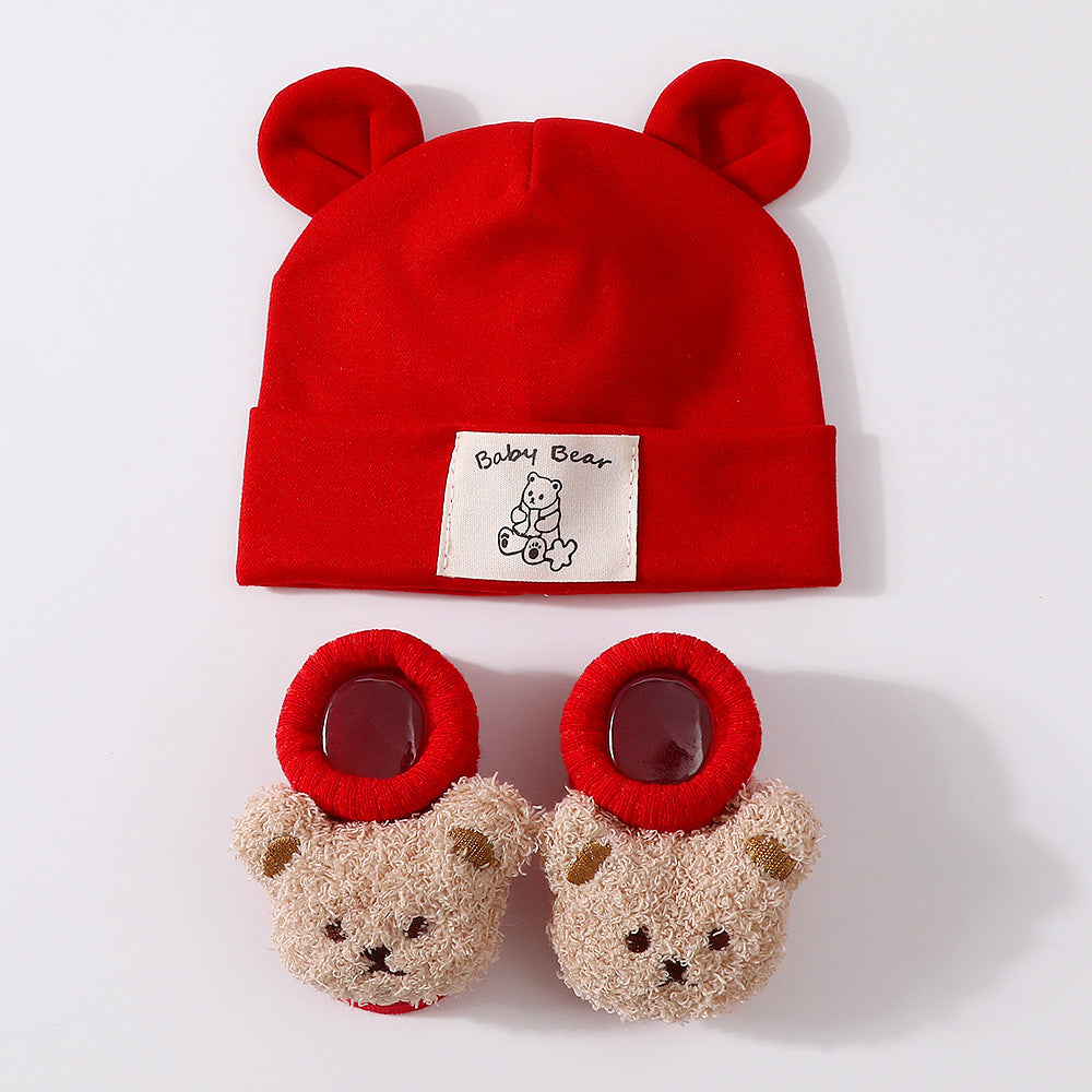 Baby Rabbit Ear Cap and Knitted Socks Set