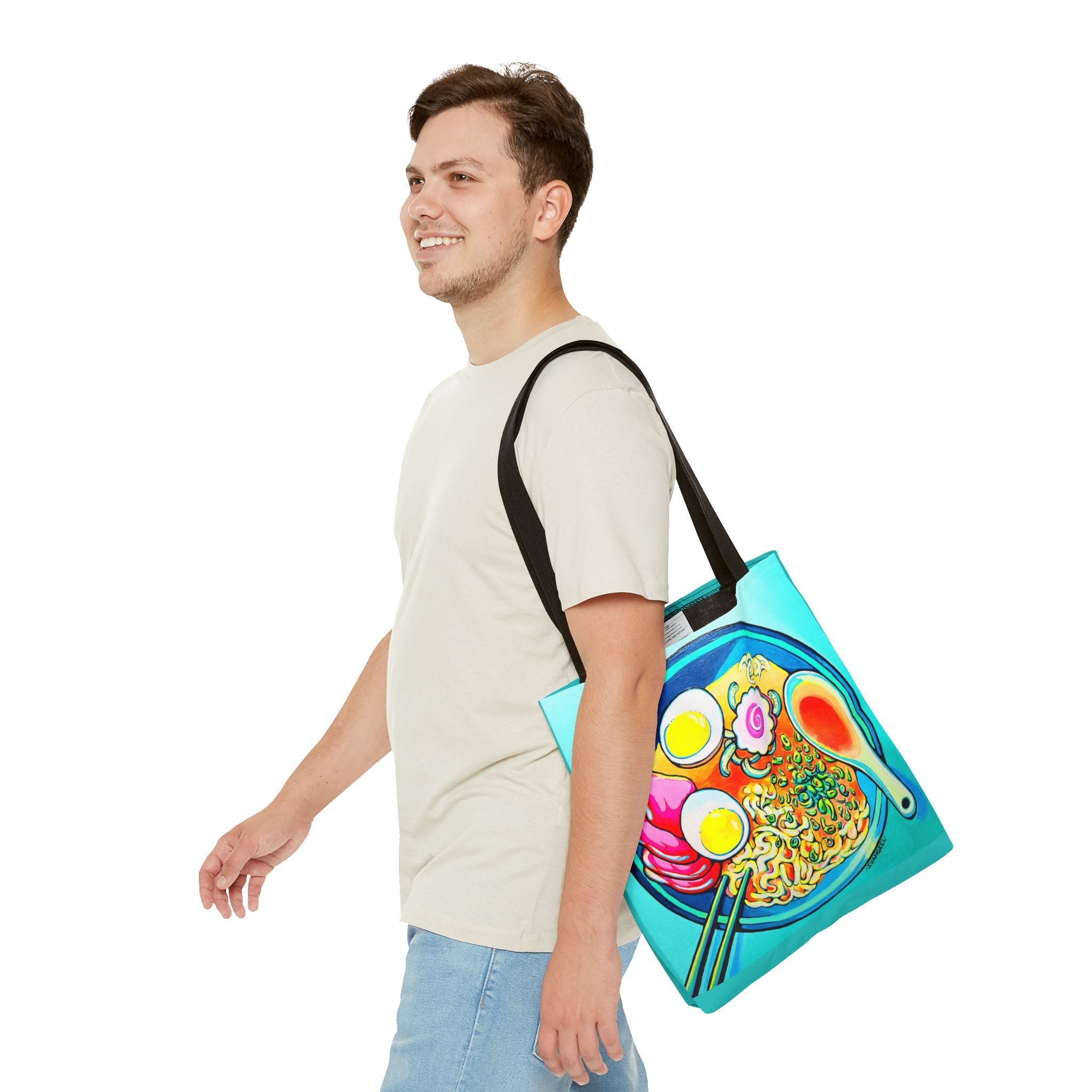 Premium Neon Ramen Tote Bag, Original Artist Design, Reusable Shopping Tote, Eco-Friendly
