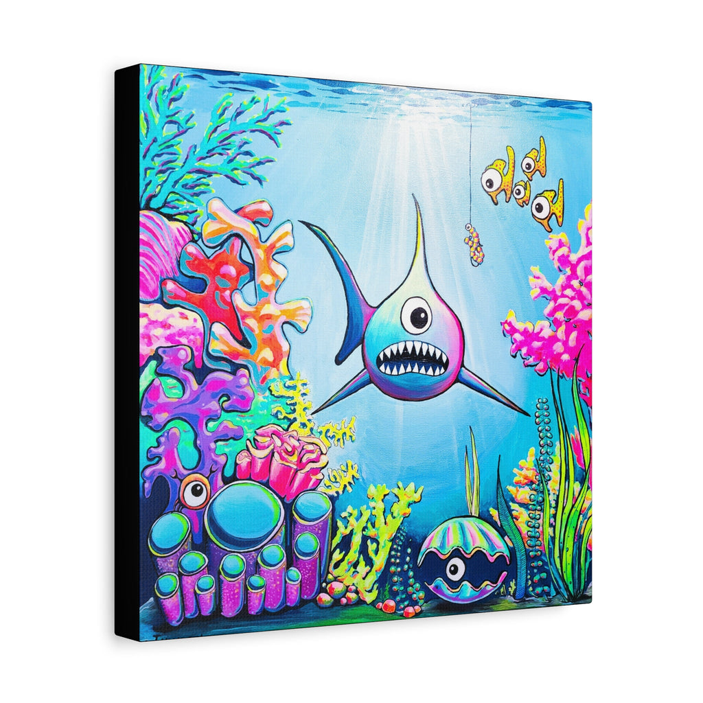 Cyclops Shark Original Canvas Art Print, Unique Home Decor, Wall Art