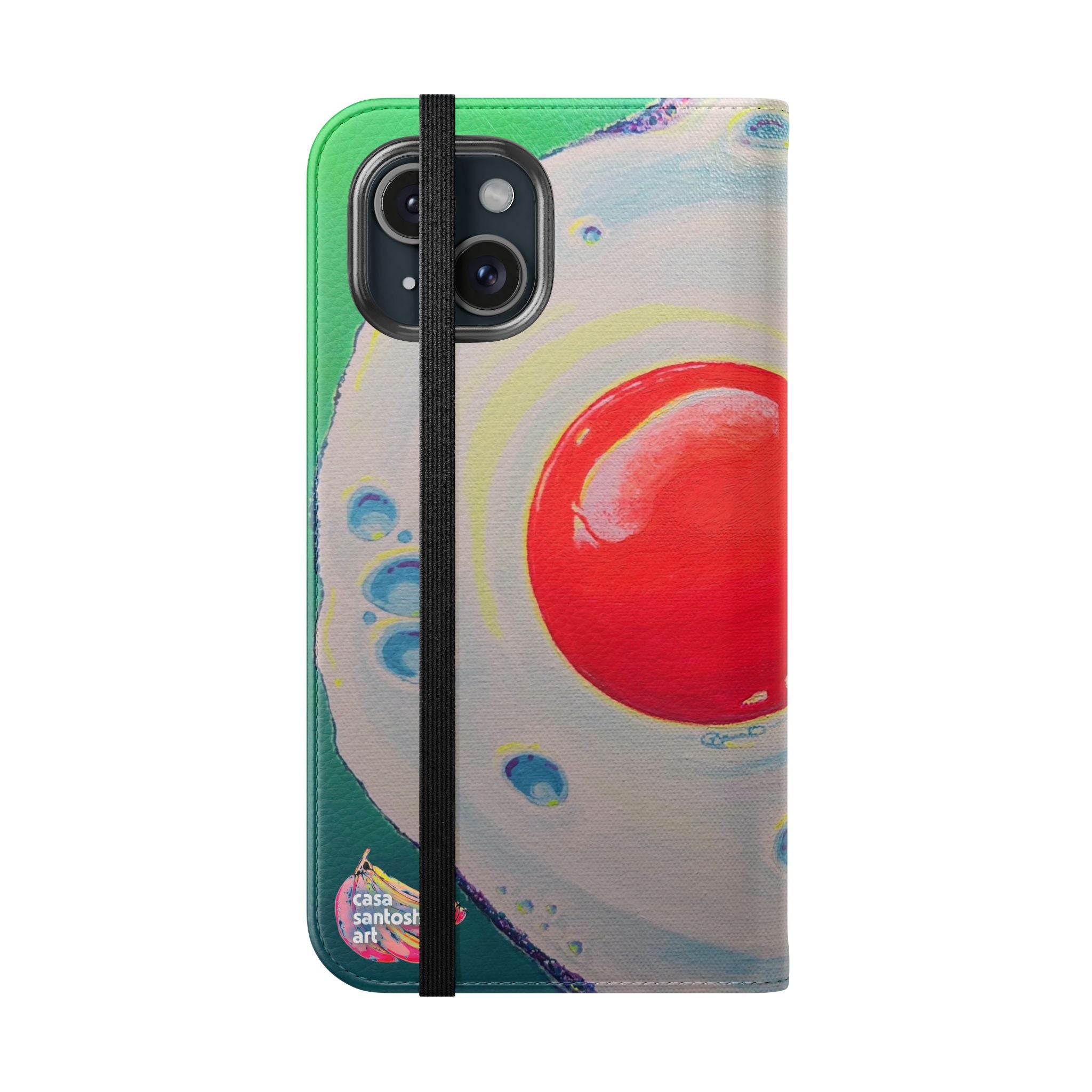 Neon Fried Egg Flip Phone Case – Wallet Cover with Card Slots
