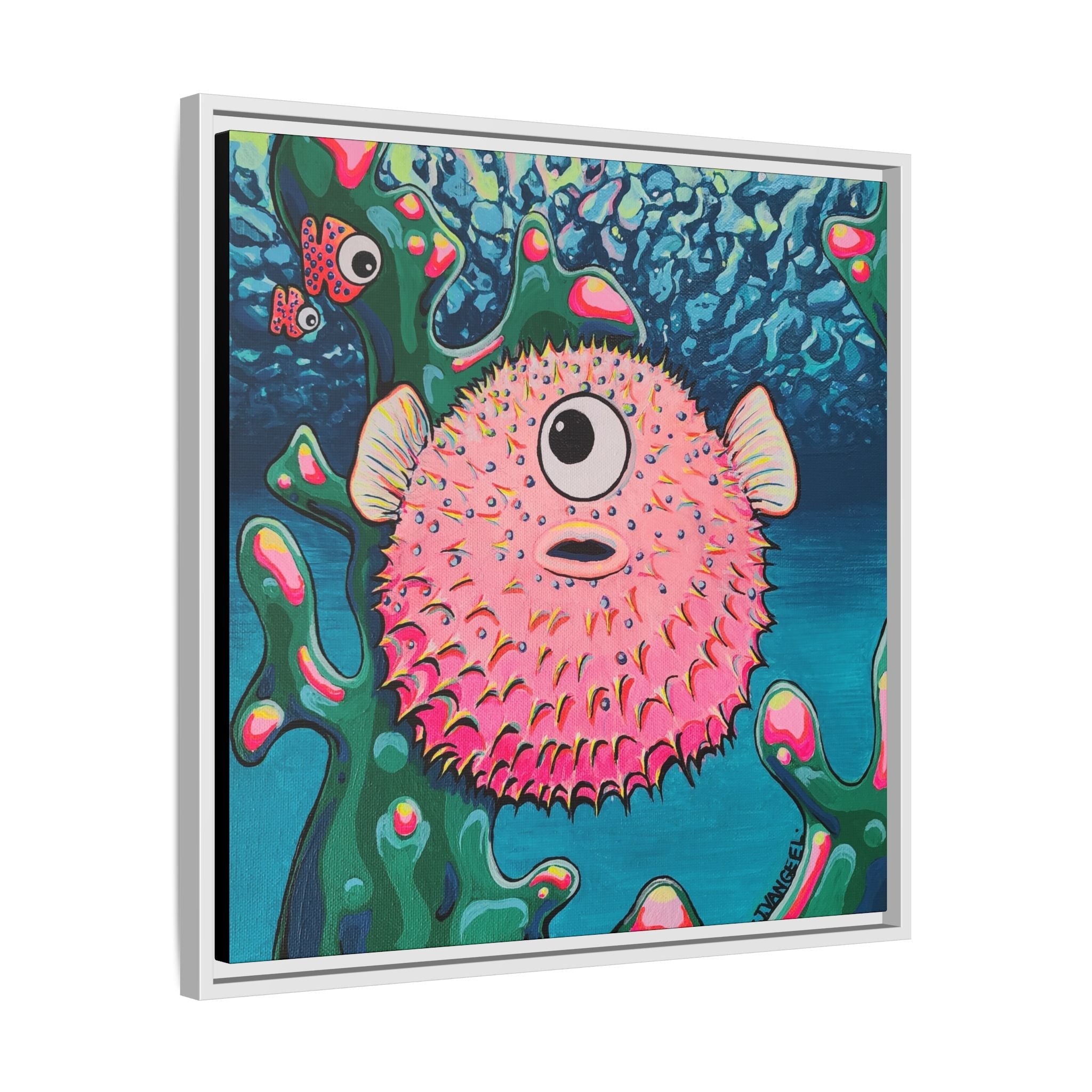 Framed Cyclops Pufferfish Canvas Print