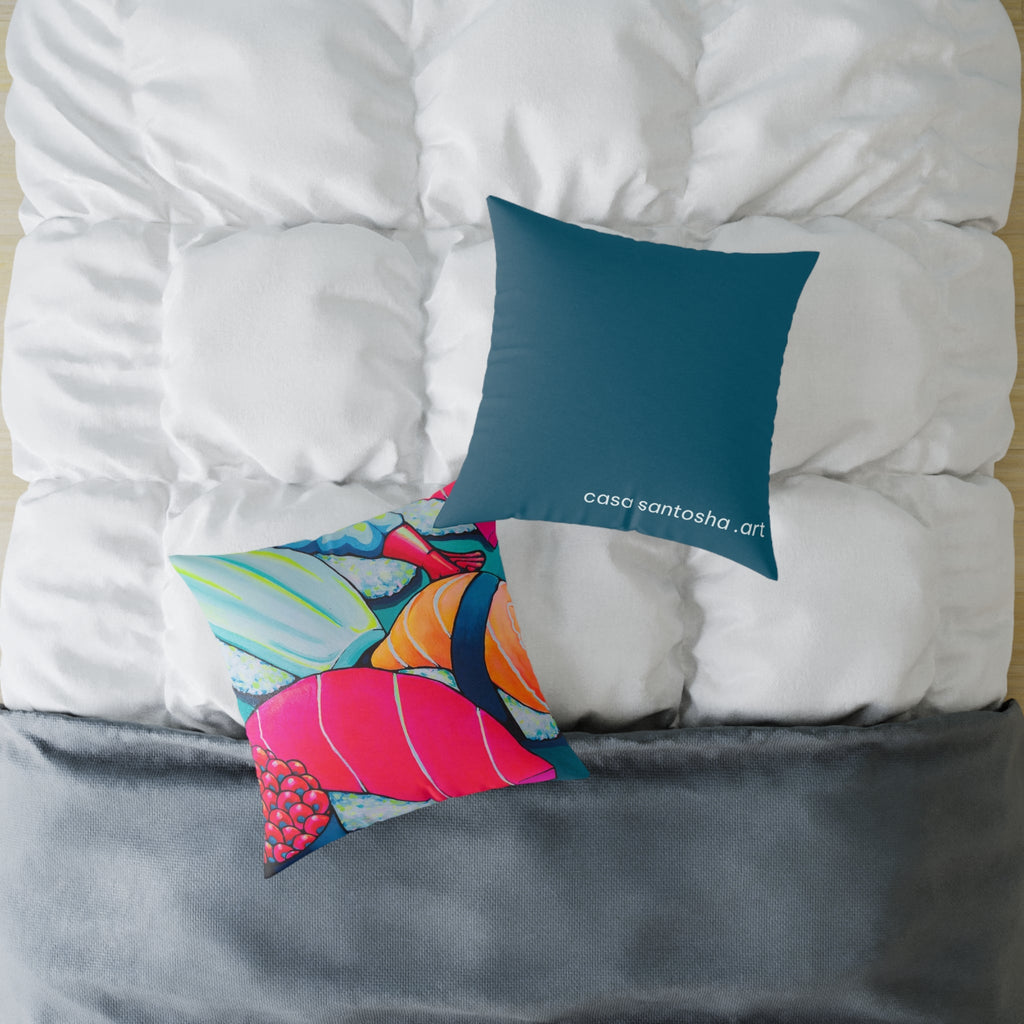 Neon Sushi Art Canvas Decorative Pillow
