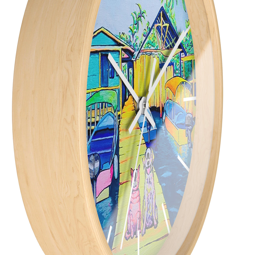 Cyclops Cat and Dog in Bocas Pop Art Wall Clock