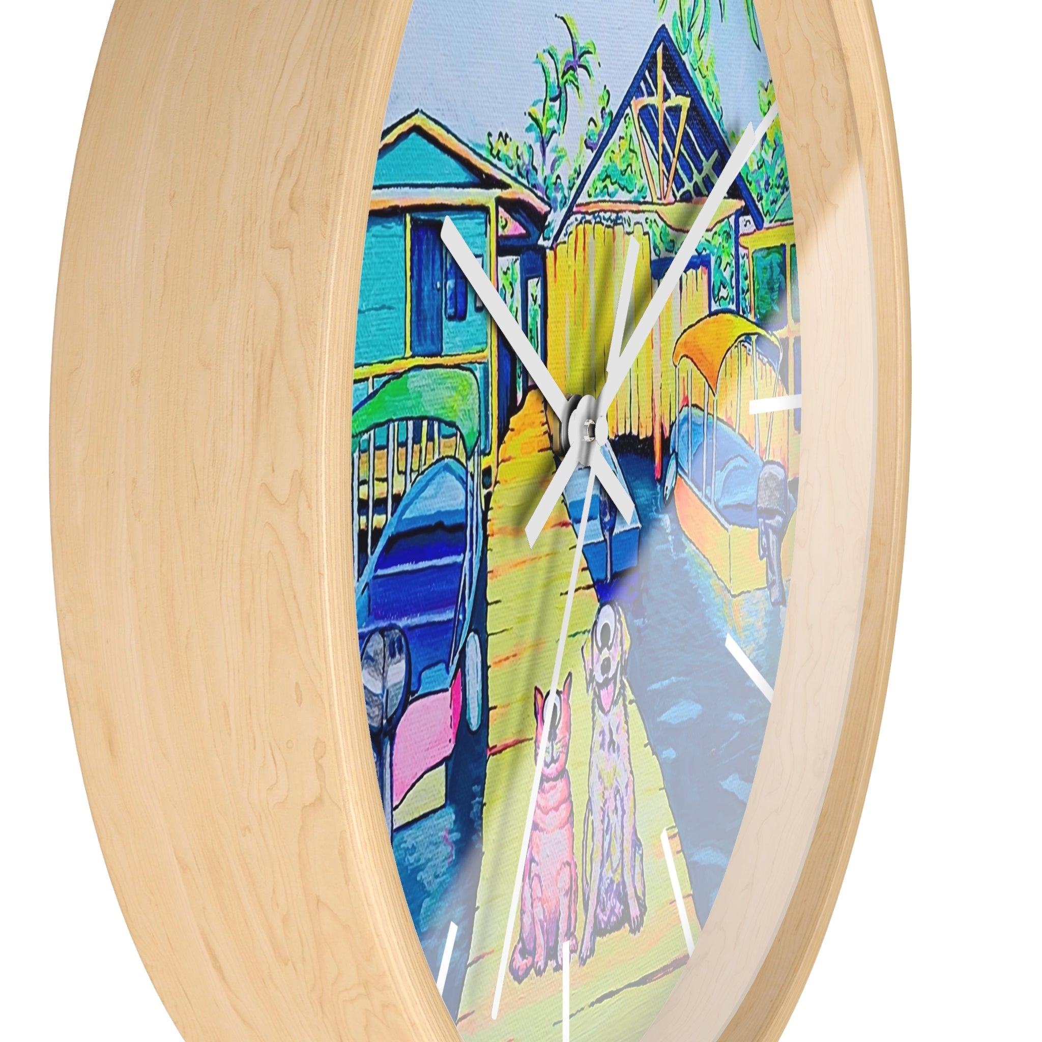 Cyclops Cat and Dog in Bocas Pop Art Wall Clock