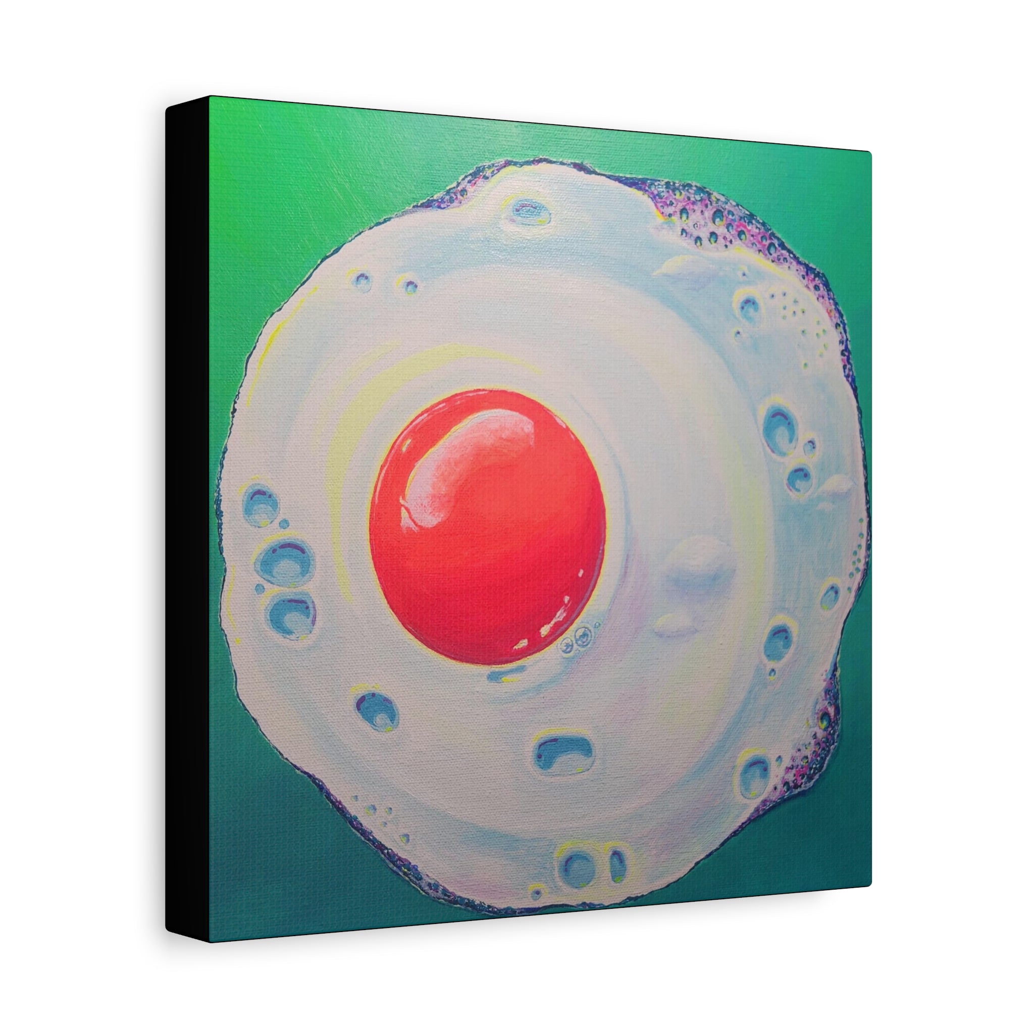 Neon Fried Egg Original Canvas Art Print, Wall Art Decor