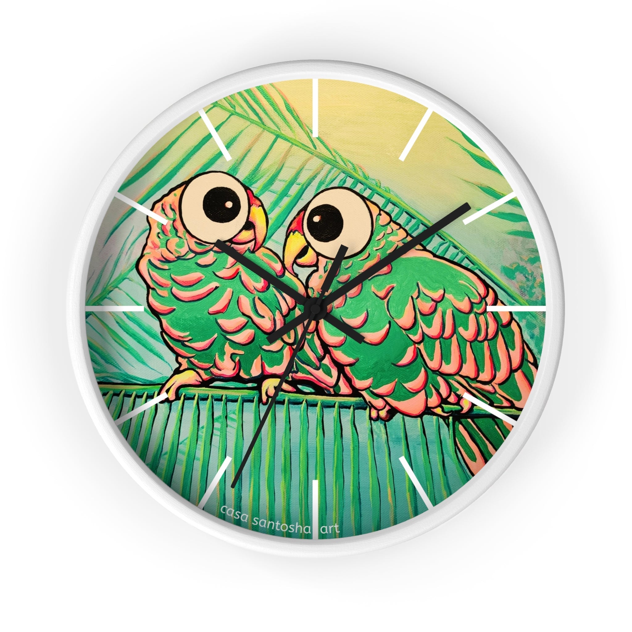 Chatty Cyclops Parrots Pop Art Wall Clock
