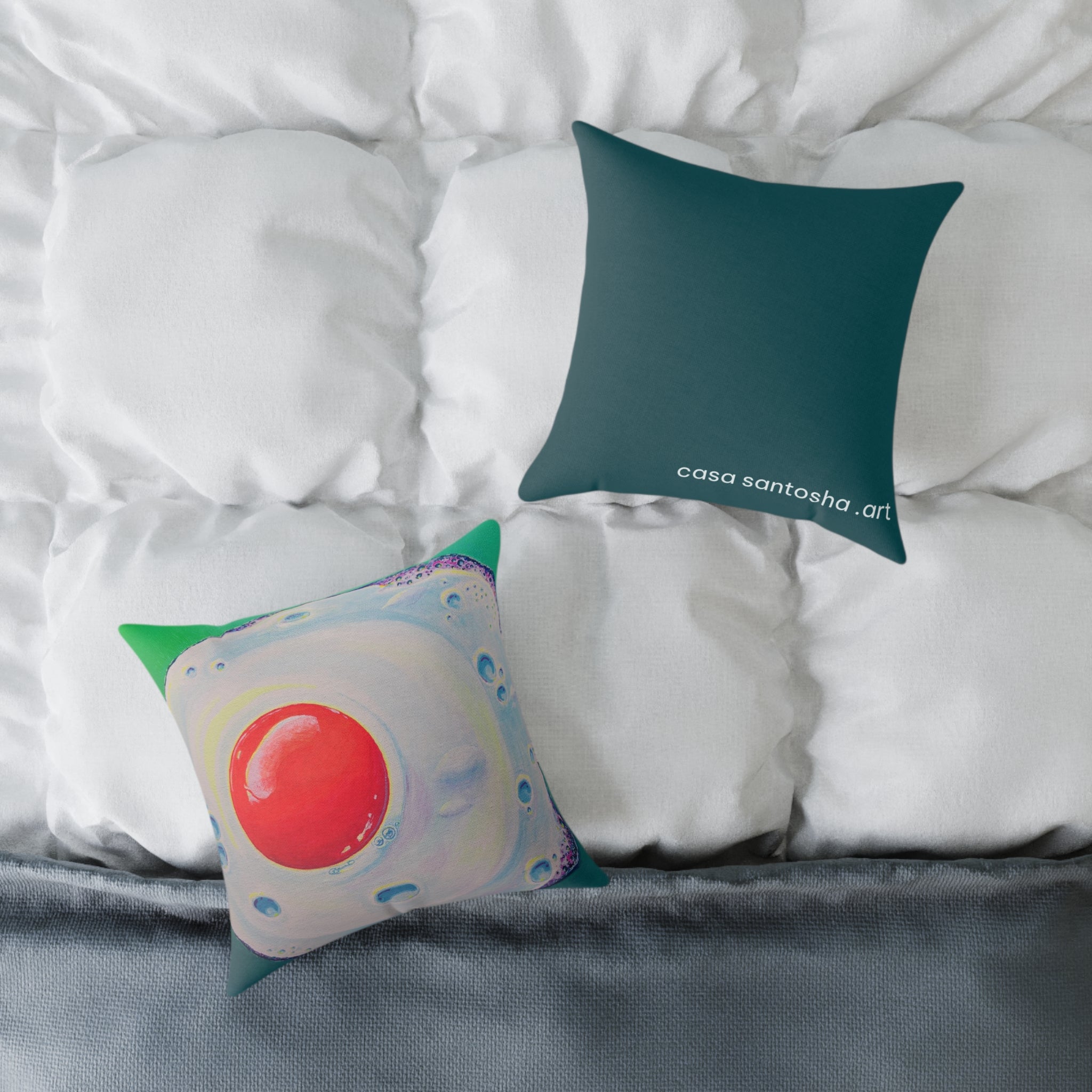 Neon Fried Egg Art Canvas Decorative Pillow