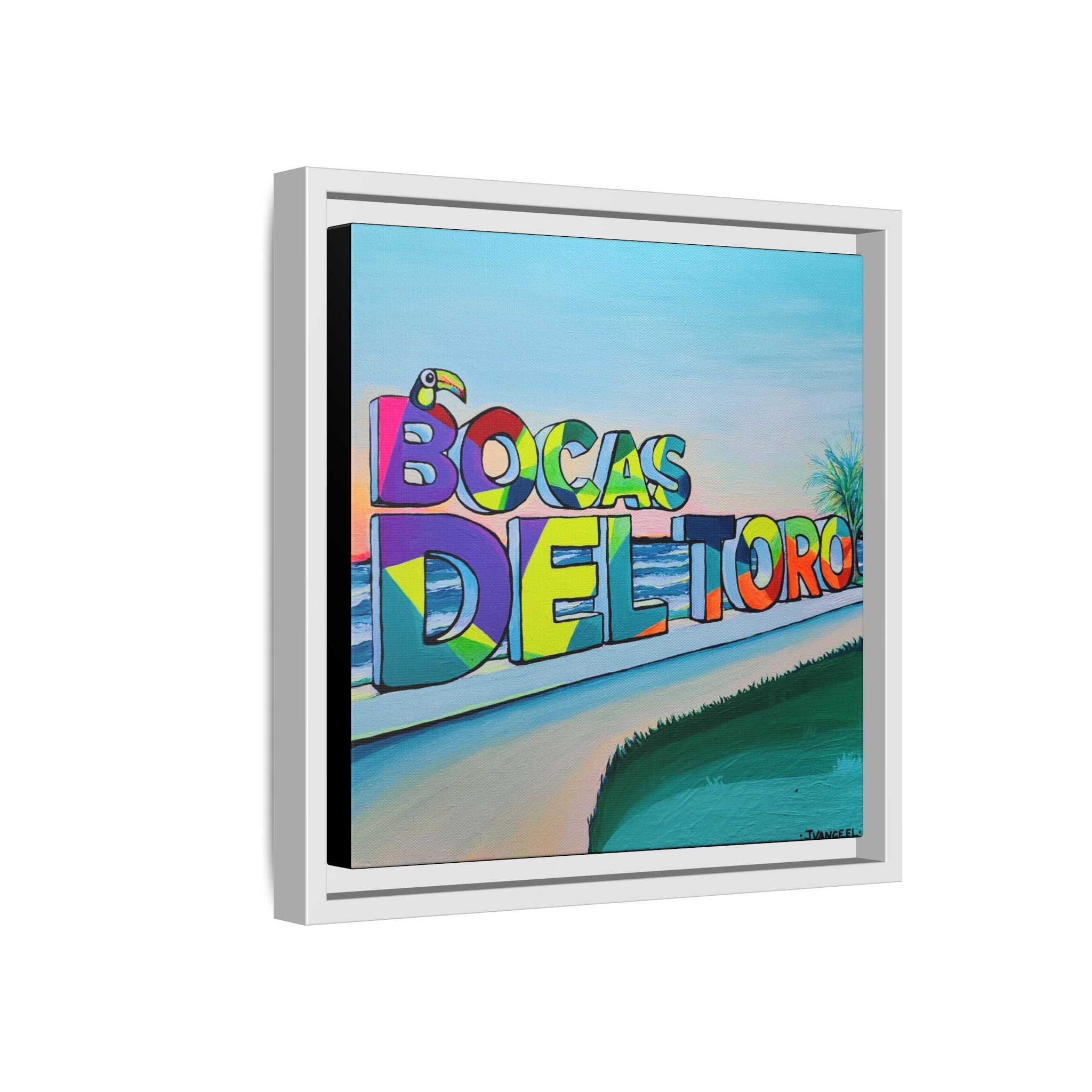 Framed Bocas Del Toro Sign Canvas Print